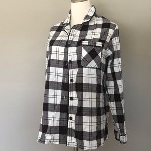 Large Women's Sleep Shirt White Black Red Plaid Long Sleeve Wondershop at Target